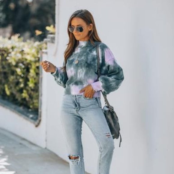 Many Moons Tie Dye Lavender Sweatshirt - Picture 2 of 6